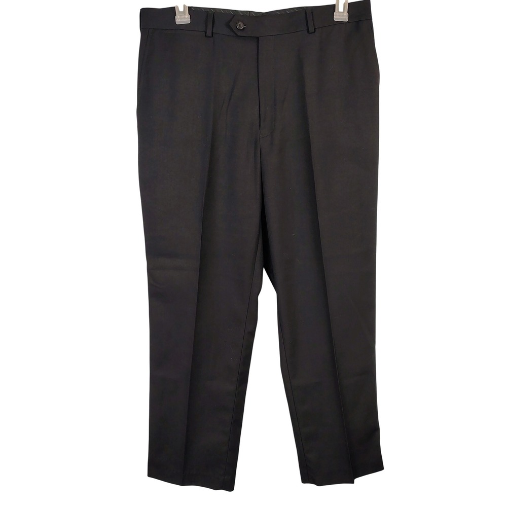 Stafford Mens 36x30 Classic Fit Dress Pants Black Performance Dark Academia - Picture 1 of 8